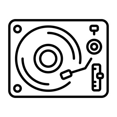 Vinil oynatıcıyı temsil eden doğrusal biçim simgesi