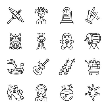 Festival Kutlama Ana Hattı Biçim Simgeleri Seti 