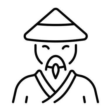 Asyalı keşişi gösteren bir satır biçimi simgesi  