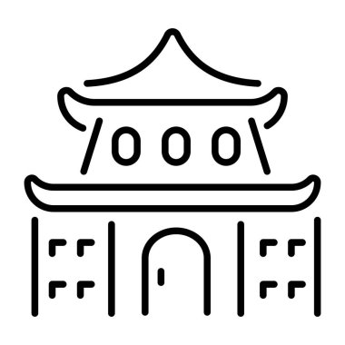 Asya tapınağını gösteren bir çizgi biçimi simgesi  