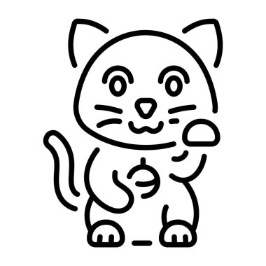 Şans kedisini temsil eden doğrusal bir simge  