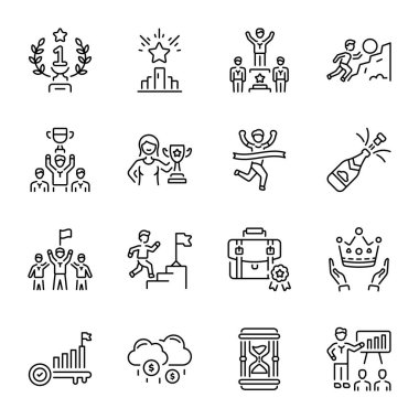 Başarı ve Büyüme Doğrusal Biçim Simgeleri Paketi  