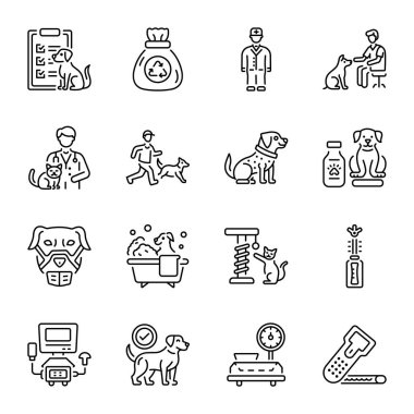 Hayvan ve Veteriner Satırı Simgelerinin Koleksiyonu 