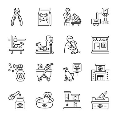 Veteriner Hizmetleri Paketi Doğrusal Biçim Simgeleri 