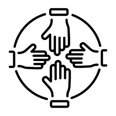 İşbirliğini tasvir eden bir taslak biçim simgesi