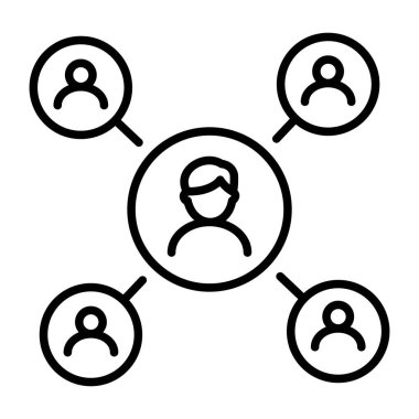 Sosyal ağı temsil eden doğrusal biçim simgesi