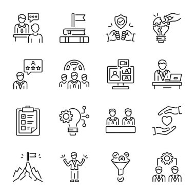 Başarı ve Bütünlük Satırı Simgeleri Seti 