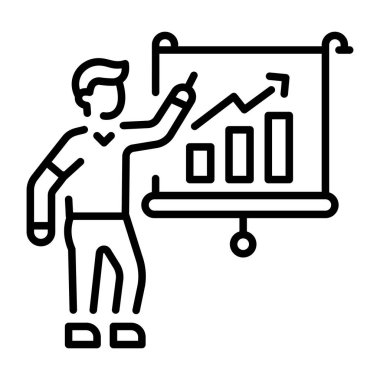 Bir sunum tahtası gösteren doğrusal simge