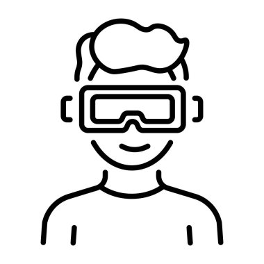VR gözlük kulaklığı tasvir eden bir satır biçimi simgesi
