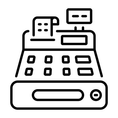 Yazar kasa makinesini gösteren doğrusal bir simge