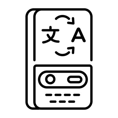 Cep çeviri aygıtını temsil eden bir satır biçimi simgesi 