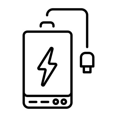 Güç bankası şarj aletini temsil eden bir satır biçimi simgesi