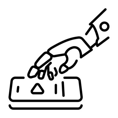 Bir robot etkileşimini gösteren doğrusal simge 