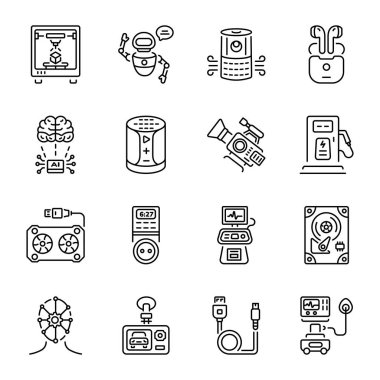 Doğrusal Biçim Teknolojisi Simgelerinin Koleksiyonu 