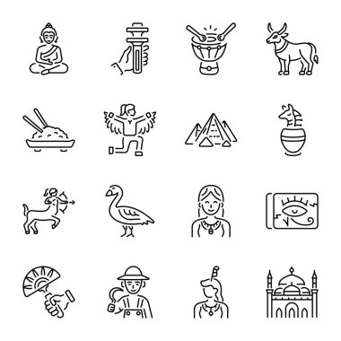 Mısır Kültür Çizgisi Biçimi Simgeleri Paketi 