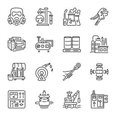 Rafineri Endüstrisi Satır Biçimi Simgeleri Paketi 