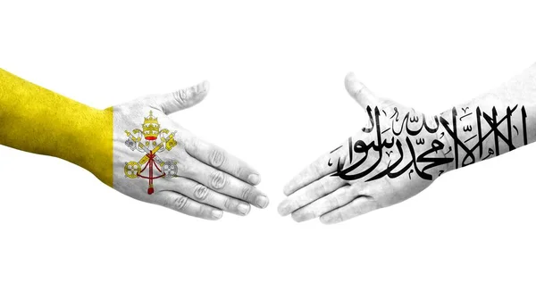アフガニスタンと聖なる間の握手手に描かれた旗を見る 孤立した透明なイメージ — ストック写真