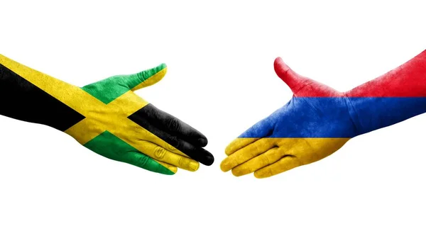페인트칠을 아르메니아와 자메이카 사이를 손으로 흔드는 이미지 — 스톡 사진