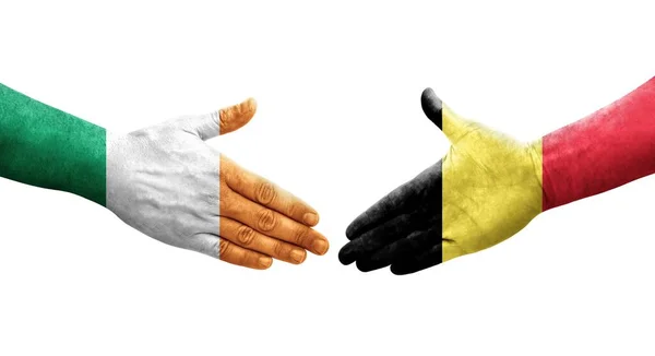 Belçika Rlanda Bayrakları Arasında Sıkışma Izole Şeffaf Görüntü — Stok fotoğraf
