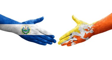 Bhutan ve El Salvador bayrakları arasındaki el sıkışma..