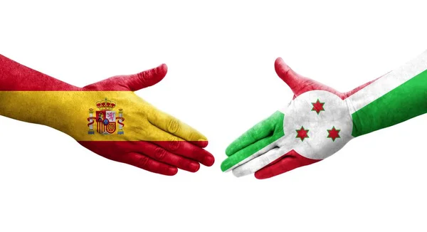 부룬디 스페인 깃발을 손으로 — 스톡 사진