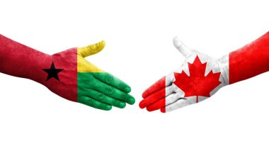 Kanada ve Gine Bissau bayrakları arasındaki el sıkışma, izole şeffaf görüntü.