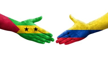 Kolombiya ve Sao Tome ve Principe bayrakları arasındaki el sıkışma..