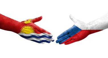 Çek ve Kiribati bayrakları arasındaki el sıkışma, izole şeffaf görüntü.