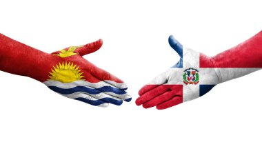 Dominik Cumhuriyeti ve Kiribati bayrakları arasındaki el sıkışma, izole şeffaf görüntü.
