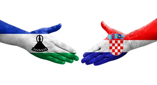 크로아티아와 레소토 손으로 고립된 이미지 — 스톡 사진