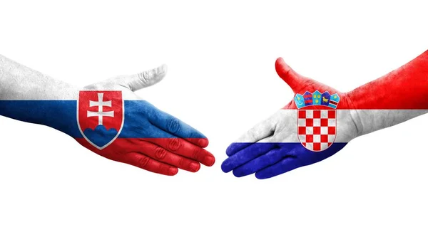 크로아티아와 슬로바키아 사이에 손으로 고립된 이미지 — 스톡 사진