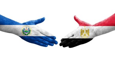 Mısır ve El Salvador bayrakları arasında el sıkışma..