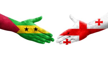 Gürcistan ve Sao Tome ve Principe bayrakları arasındaki tokalaşma..
