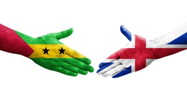 Büyük Britanya ve Sao Tome ve Principe bayrakları arasındaki el sıkışma..