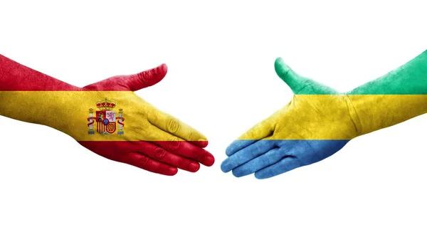 스페인의 국기를 손으로 만지작거리면서 분리되어 이미지 — 스톡 사진