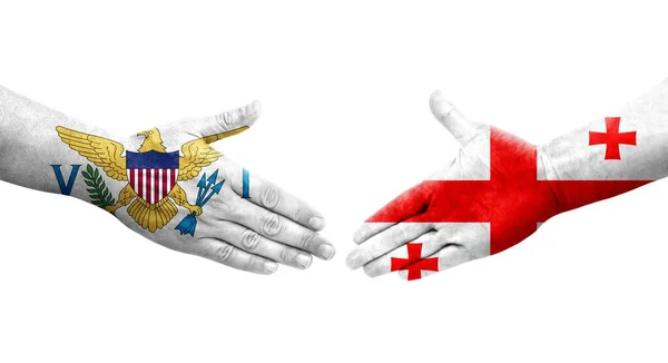 Handshake Georgia Virgin Islands Flags Painted Hands Isolated Transparent Image — Stock Photo, Image