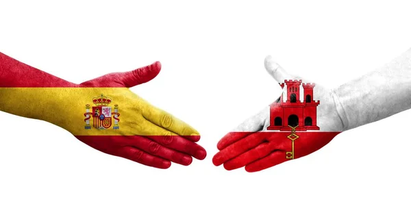 加纳和西班牙之间的握手 手绘国旗 孤立透明的图像 — 图库照片