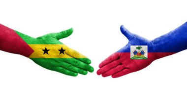 Haiti ve Sao Tome ve Principe bayrakları arasındaki tokalaşma..