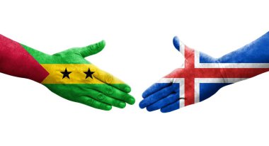 İzlanda ve Sao Tome ve Principe bayrakları arasındaki el sıkışma..