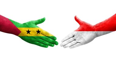 Endonezya ve Sao Tome ve Principe bayrakları arasındaki el sıkışma..