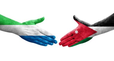 Ürdün ve Sierra Leone bayrakları arasında el sıkışma..