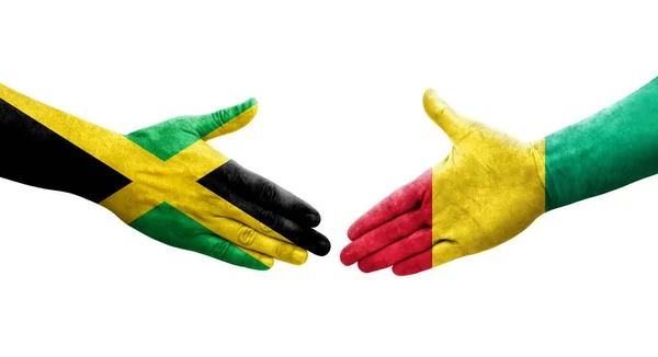 Gine Jamaika Bayrakları Arasında Sıkışma Izole Şeffaf Görüntü — Stok fotoğraf