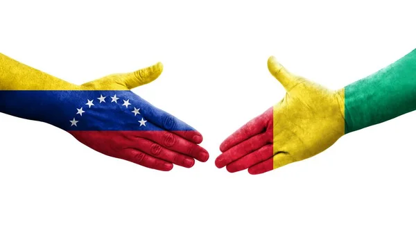 几内亚和委内瑞拉的国旗手绘握手 孤立透明的图像 — 图库照片