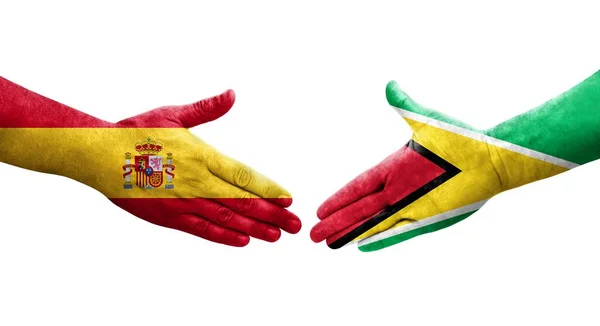 가이아나 스페인 깃발을 손으로 격리되어 — 스톡 사진