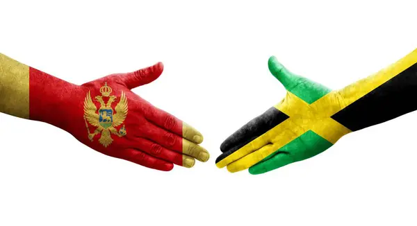 Ellerinde Jamaika Karadağ Bayrakları Arasında Sıkışma Izole Şeffaf Görüntü — Stok fotoğraf