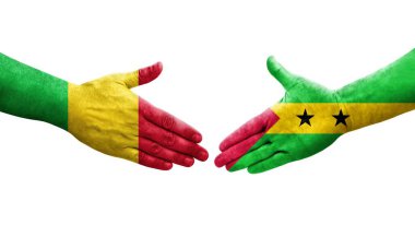 Mali ve Sao Tome ve Principe bayrakları arasındaki tokalaşma..