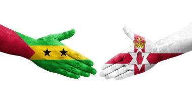 Kuzey İrlanda ve Sao Tome ve Principe bayrakları arasındaki el sıkışma..