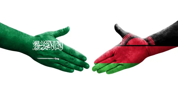 말라위 사우디아라비아 의기를 손으로 악수하는 — 스톡 사진