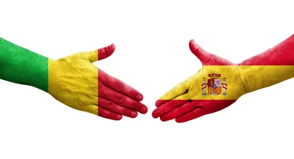 말리와 스페인의 깃발을 손으로 이미지 — 스톡 사진