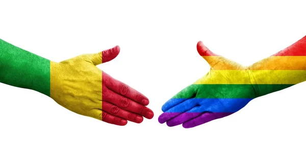 马里和男女同性恋 双性恋和变性者的握手旗帜手绘 孤立透明的图像 — 图库照片